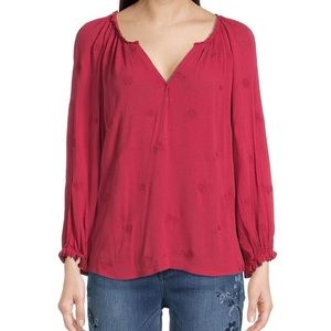 Democracy Pink Floral Embroidered Blouse Size‎ M